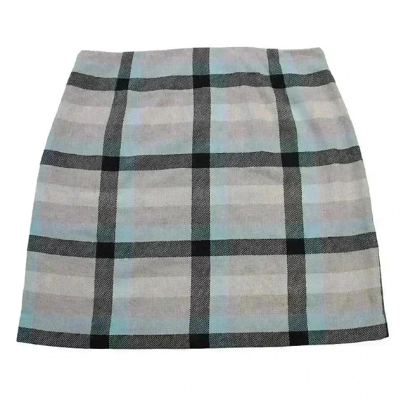 NWT Talbots Size 16 Petite Gray Blue Tartan Plaid Wool Blend Mini Pencil Skirt - Picture 7 of 9